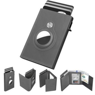 Imagem de Carteira Typecase Leather Smart para homens com suporte AirTag cinza