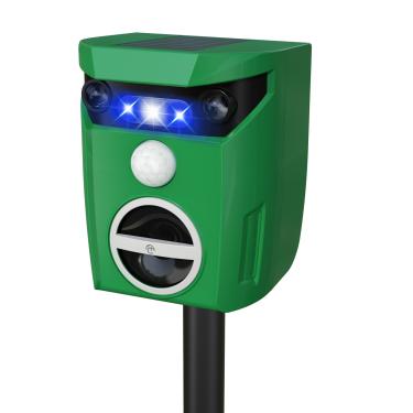 Imagem de Repelente solar ultrassônico de animais, repelente de gato ativado por movimento com luzes piscando e alarme externo à prova de intempéries dispositivo repelente de cervos para gatos, cães, guaxinins