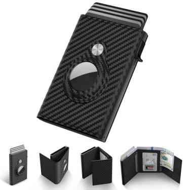 Imagem de Porta-cartões Smart Wallet para AirTag Leather RFID Black - Typecase