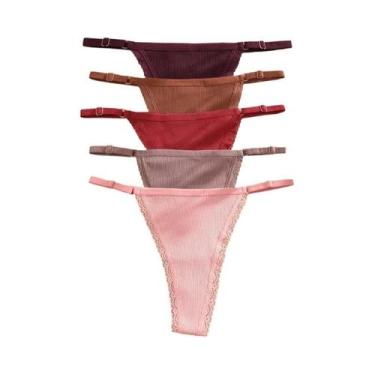 Imagem de Conjunto de 5 Calcinhas de Algodão Femininas - Cintura Ajustável e Con
