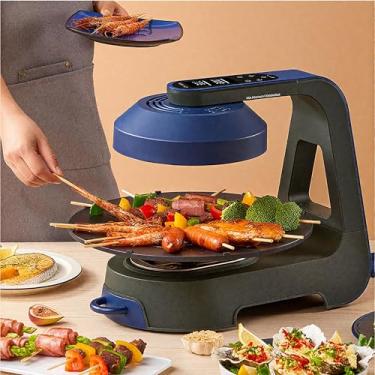 Imagem de Churrasqueira elétrica interna com ventilação dupla, 11 configurações de temperatura e temporizador de 80 minutos - Grelhados sem óleo para reuniões familiares