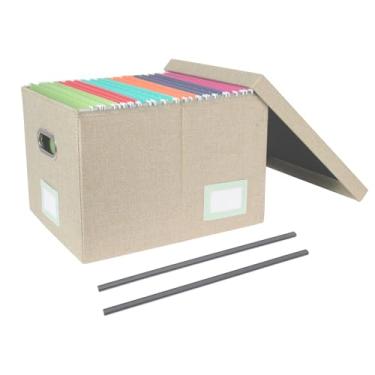 Imagem de Tcbelosion Caixa organizadora de arquivos portátil com tampa, armazenamento de documentos de escritório com compartimentos para várias etiquetas, serve para arquivos de tamanho carta/ofício, leve e