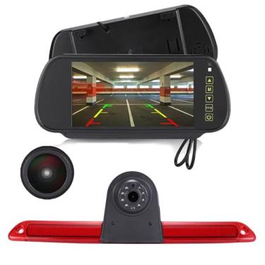 Imagem de Luz de freio de montagem no terceiro teto do carro HD de 18 mm, 3 câmeras de visão traseira, sistema assistente de segurança de estacionamento, visão noturna para VW Crafter Caravelle/Mercedes Benz