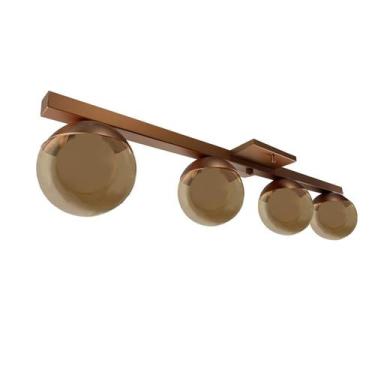 Imagem de Luminária De Teto Retangular Cobre 4 Vidros Globo Âmbar - TangerinaMca