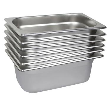 Imagem de 6 Cubas Gastronômica Buffet GN 1/4 65mm Aço Inox Sem Alça