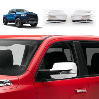 Imagem de TERDARAY Tampa de espelho retrovisor compatível com Dodge Ram 1500 (2023 2022 2021 2020 2019) espelhos retrovisores acabamento exterior acessórios de carro ABS2PC (estilo cromado brilhante)