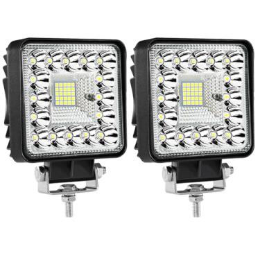 Imagem de Luzes de trabalho de LED para trator de caminhão, 10 cm, 123 W, quadradas, LED, 12 V, 24 V, barra de luz off-road à prova d'água, para caminhonete, carrinho de golfe, barco, quadriciclo, UTV, RV