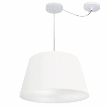 Imagem de Lustre Pendente Cone Com Desvio De Centro Vivare Md-4279 Cúpula Em Tecido 30x40cm - Bivolt Branco 127/220v