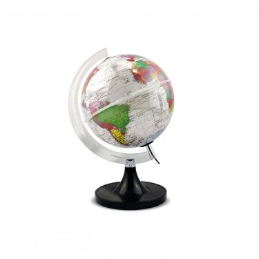 Imagem de Globo Terrestre Branco Aquarela Led Decorativo Mapa Mundi Divisão De Países Português Escolar