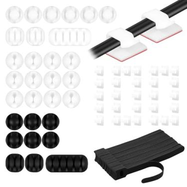 Imagem de Clipes de cabo de silicone, clipes de fio adesivos autoapertados, organizador de cabos, suporte de carregador, prendedor de clipe de gerenciamento de cabos de aderência firme para mesa de cabeceira em