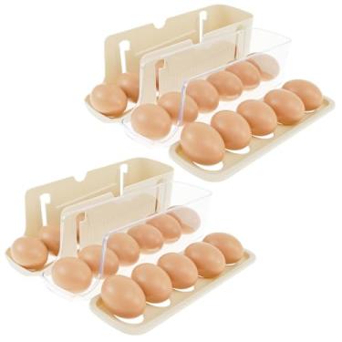 Imagem de Suporte de ovos para geladeira com rodinhas automáticas, organizador de ovos, dispensador de economia de espaço, rack de armazenamento dobrável para bancada de geladeira doméstica (2)