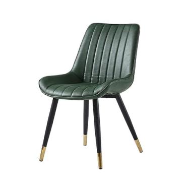 Imagem de Cadeira de jantar contemporânea de couro PU com pernas de metal - várias cores disponíveis (pés verdes dourados)