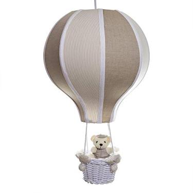 Imagem de Lustre Balão Grande Bege Com Ursinho Quarto Bebê Infantil
