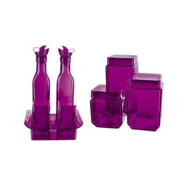 Imagem de Conjunto de Galheteiro e Potes Euro Home Roxo – 7 Peças