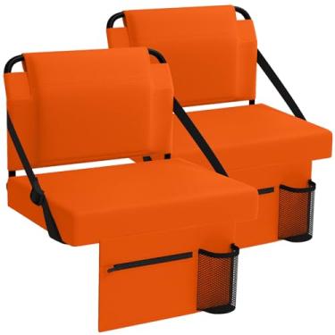 Imagem de janiry Assento de estádio pacote com 2 para arquibancadas com suporte para as costas, cadeiras portáteis com encosto e almofada, laranja