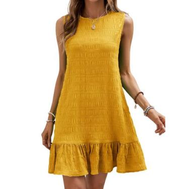 Imagem de Vestido feminino SOLY HUX com babados na bainha, sem mangas, regata, v