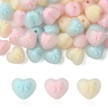Imagem de UR URLIFEHALL 45 peças 3 cores laço acrílico coração contas de laço emborrachado 3D amor coração contas para pulseira faça você mesmo, colar, brincos, suprimentos de joias