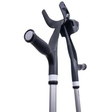 Imagem de Par de Muletas Canadenses Mercur Ajustáveis em Alumínio Leve  Apoio Co