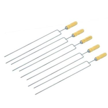 Imagem de Kit 5 Espeto Duplo Profissional Para Linguiça Churrasco - Marigrill