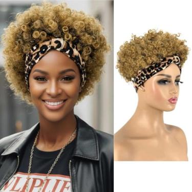 Imagem de Allyreetress Peruca Afro Curta Afro Kinky Curly Perucas para Mulheres Negras Perucas Afro Sem Cola com Tiaras Sintéticas com 2 Clipes (T1B/27)