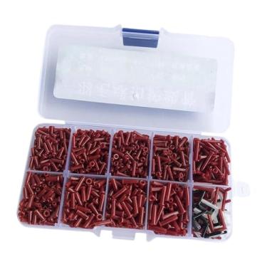 Imagem de Colaxi Kit sortido de ilhós para raquete de badminton vermelho, 9 tamanhos diferentes, material de nylon, com protetores de cordas de furo duplo simples