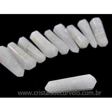 Imagem de 10 Pedras de Cristal Quartzo Leitoso Bi Terminado Extra Lapidado - Tam