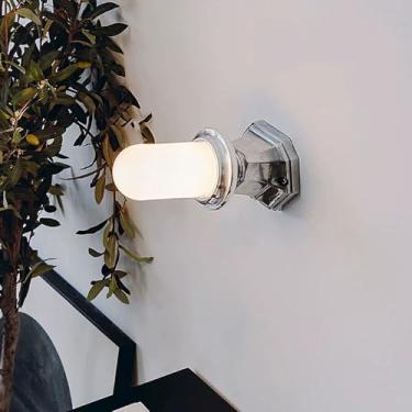 Imagem de Luminária de parede moderna de vidro creme, tubo longo, luminária de parede de vidro branco leitoso, luminária de parede Bauhaus interna de alumínio com fio para quarto, cabeceira, sala de e