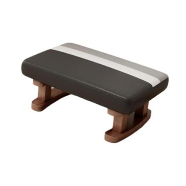 Imagem de Fenteer Apoio para os pés acolchoado com pernas de madeira, banco, cadeira retangular, banquinho, pufe pequeno e baixo para cama, porta, sala de estar, mesa, Preto