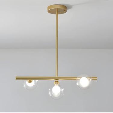 Imagem de Lustre moderno de fazenda, lustre de vidro linear, bola preta, lustre para sala de jantar, industrial, teto, luz pendente, dourado, tira longa, luminária suspensa para cozinha, sala de estar