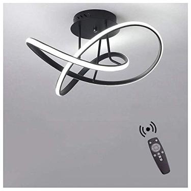 Imagem de Lustre de 48 W Moderno LED Luz de Teto Regulável Iluminação de Sala de Estar com Controle Remoto Luminária de Teto Semi Embutida Luminária de Teto em Alumínio Acrílico Design de Redemoinho p