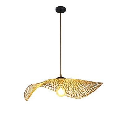 Imagem de Lustre de teto nórdico em formato de galho simples, abajur de vime tropical faça você mesmo, abajur de vime, luminária pendente de teto, luz interna (tamanho: 45 cm) (35 cm)