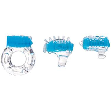 Imagem de Kit de Anel Peniano Estimulador de Dedo e Estimulador de Língua com Vibrador Screaming O,