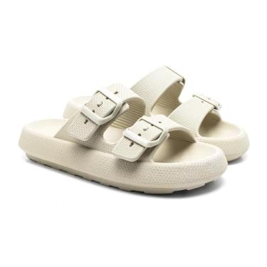 Imagem de Chinelo Feminino Nuvem Slide Com Fivela, Solado Macio Antiderrapante, SandáLia Casual Para Dia A Dia(Off White,42/43)