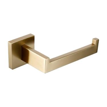 Imagem de Ferragens de banheiro ouro escovado acessórios de banheiro suporte de escova de vaso sanitário suporte de papel higiênico barra de toalha rack cabide gancho saboneteira elegante (suporte de papel de