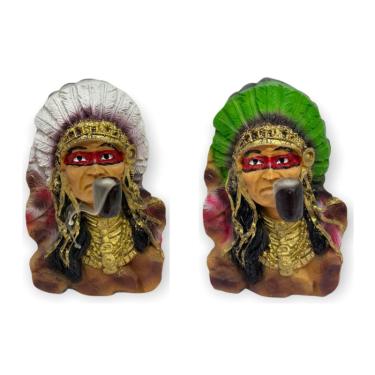 Imagem de Incensário Cascata Índio Caboclo 15,5cm Resina-Selecione Cor