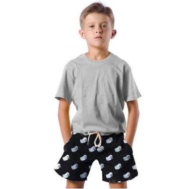 Imagem de Shorts Infantil Bermuda Calção Praia Verão Fantasma Ghost White Terror