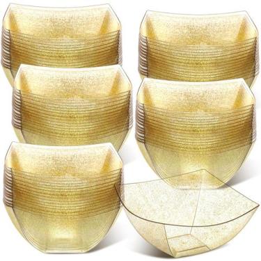 Imagem de Taças de servir descartáveis Tanlade Gold Glitter 240 mL (50 unidades)