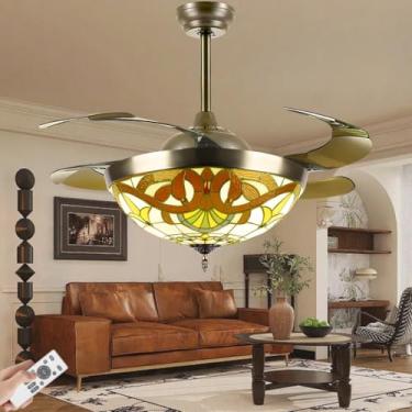Imagem de 42 Polegadas com Lâmina Retrátil Ventilador de Iluminação Regulável, Ventilador de Teto, Ventilador Teto, Ventiladores de Teto, Ventilador de Teto Inverter 110V