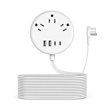 Imagem de Flat Extension Cord 25 ft, NTONPOWER Flat Plug Power Strip with 3 Outlets 4 USB Ports(2 USB C), Ultra Thin Flat Plug Extension Cord, Wall Mount Outlet Extender Long Cord for Indoor Home Office Room