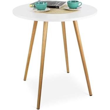 Imagem de Mesa DeJantar Sofia Redonda 90cm – Tampo MDF E Pés Em Madeira Para Cozinha Ou Sala (Branco)