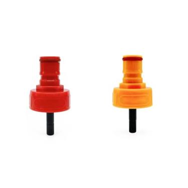 Imagem de Tampa De Carbonatação Com Farpa De 1/4" Para Cerveja Caseira, Pacote Com 2, Rosca PCO 1881 Para Garrafas De Refrigerante, Vermelha E Amarela Para Fácil Identificação De Gás/líquido