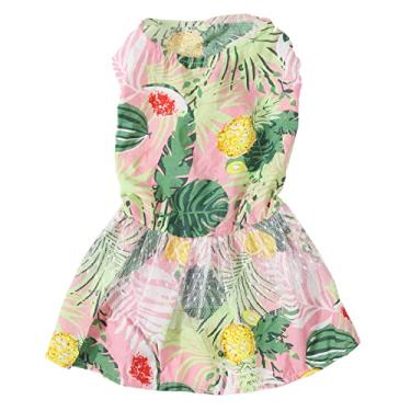 Imagem de Vestido romântico clássico de folhas com estampa de folhas, macio, confortável, vestido de princesa, elegante, roupa de verão para cães pequenos, poodles, chihuahuas, festas, casamentos, foto (G)