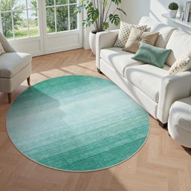 Imagem de Wonnitar Tapetes redondos ombré modernos, tapetes redondos grandes laváveis de 1,5 m para sala de estar, tapete circular macio antiderrapante para quarto, banheiro, cozinha (azul-petróleo, redondo 1,5