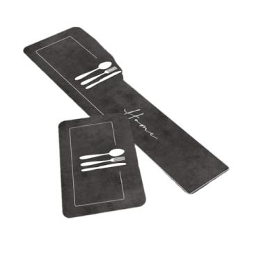 Imagem de Kit 2 Tapetes Cozinha Antiderrapante Poliester Estampas Modernas Segurança(TPCOZ5143)