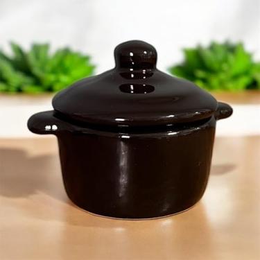 Imagem de Panelinha Caçarola Preta Para Molho ou Tempero de Cerâmica Com Tampa