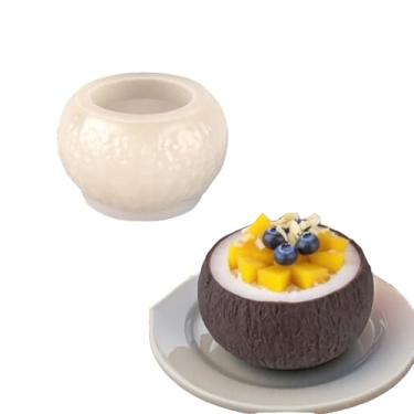Imagem de iiecrKiie Molde de silicone de coco 3D, molde de cozimento para bolo de mousse, molde de silicone para assar bolos, sobremesa francesa para pastelaria, chocolate, sabão e sorvete