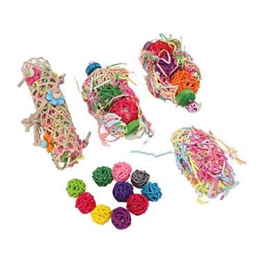 Imagem de Acouto Papagaios de Brinquedo para Trituração de Pássaros Coloridos - Brinquedos Seguros, para Forragear e Mastigar Com Pombinhos e Calopsitas - Alívio do Tédio e Decoração de Gaiola Comportamentos