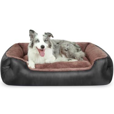 Imagem de Cama para cães grandes, cama de cachorro GG, macia, calmante, lavável, confortável e respirável, sofá para animais de estimação com fundo antiderrapante, preta