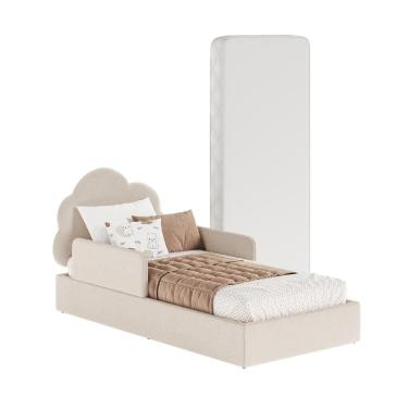 Imagem de Cama Montessoriana Solteiro Nuvem C/ Colchão e Apoio Lateral