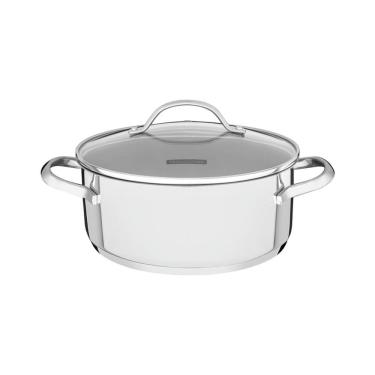 Imagem de Caçarola Rasa Una Em Aco Inox Com Fundo Triplo E Tampa De Vidro 24 Cm 4,8 L Tramontina